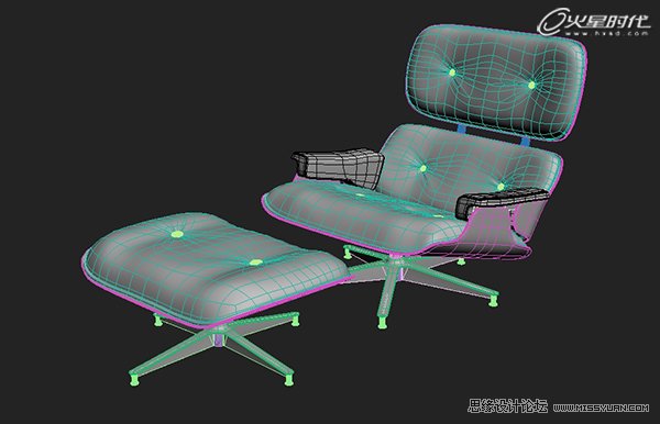 3dsMax制作埃姆斯时尚休闲椅的垫腿椅,PS教程,图老师教程网