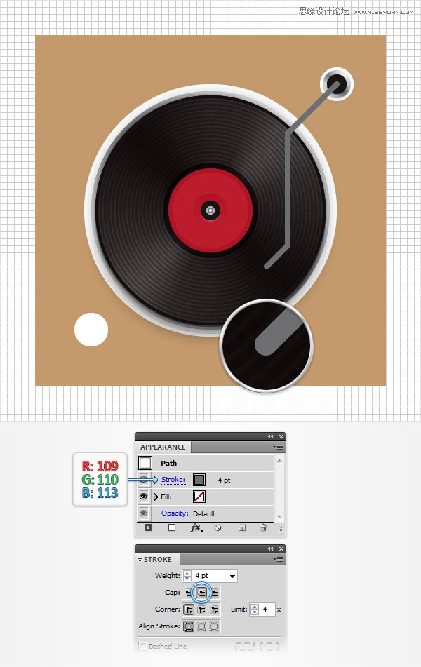 Illustrator创建立体风格的黑胶唱机图标,PS教程,图老师教程网
