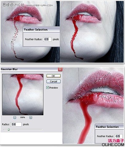 Photoshop制作恐怖的嘴角流血效果,PS教程,图老师教程网
