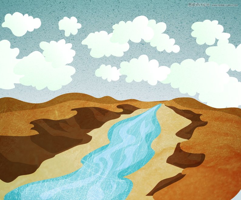 Illustrator绘制外景朴素的山谷小溪效果图,PS教程,图老师教程网