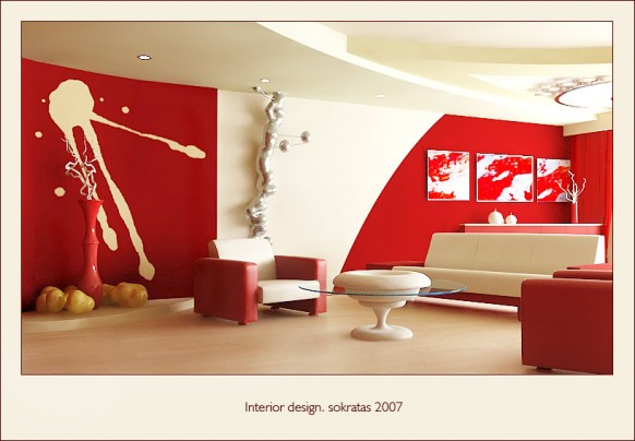 红白配：极富吸引力的起居室设计,PS教程,图老师教程网