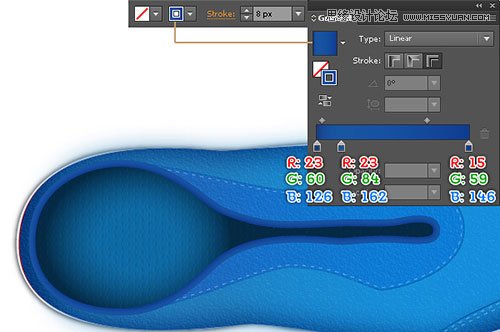 Illustrator绘制蓝色逼真的运动鞋教程,PS教程,图老师教程网