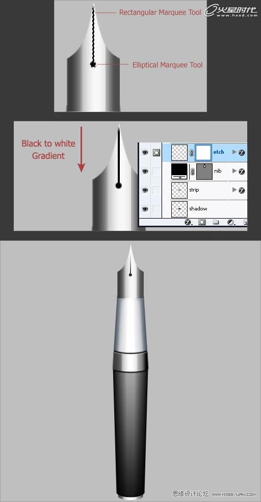Photoshop鼠绘逼真的钢笔效果,PS教程,图老师教程网