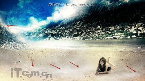 Photoshop制作海滩美女的幻想世界图,PS教程,图老师教程网