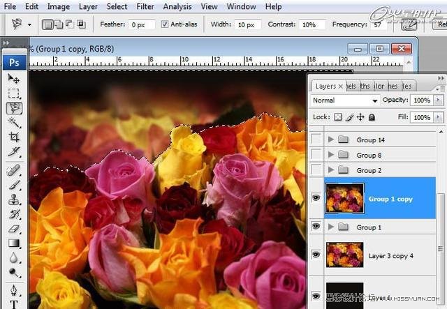 Photoshop制作喷溅效果的玫瑰花朵,PS教程,图老师教程网