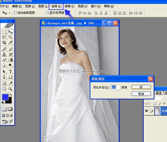 Photoshop抠图教程：背景单一的婚片快速抠图法,PS教程,图老师教程网