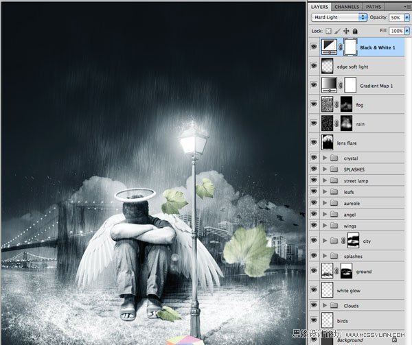 Photoshop合成经典的雨夜中失落的天使,PS教程,图老师教程网