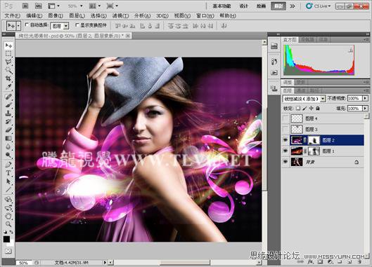 Photoshop制作流光溢彩的光效美女背景,PS教程,图老师教程网