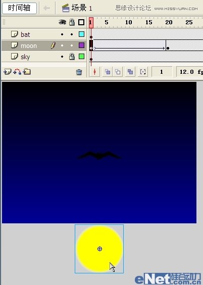 Flash教你如何制作蝙蝠在月夜里飞翔,PS教程,图老师教程网