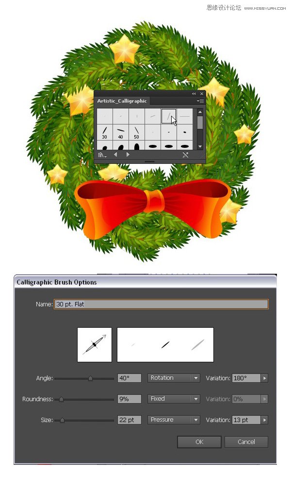 Illustrator制作一个精致的圣诞节花环,PS教程,图老师教程网