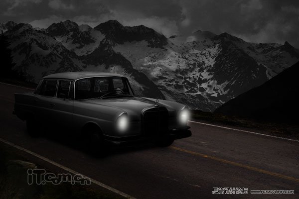 Photoshop合成黑夜中公路上行驶的汽车,PS教程,图老师教程网