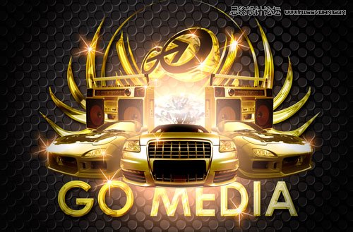 Photoshop合成超酷的金色汽车海报,PS教程,图老师教程网
