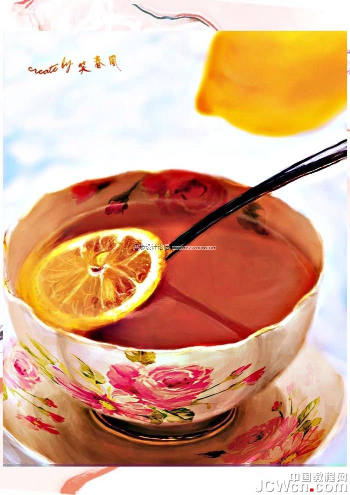 Photoshop绘制水彩效果的柠檬茶,PS教程,图老师教程网