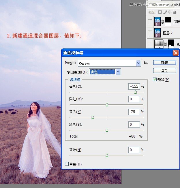 Photoshop调色教程：草原上的婚纱调法,PS教程,图老师教程网