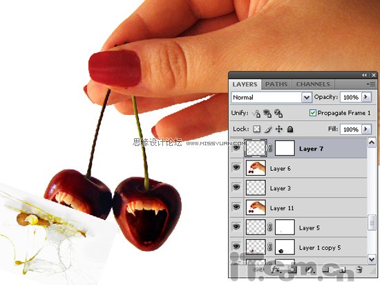 Photoshop合成贪婪獠牙的变异水果,PS教程,图老师教程网