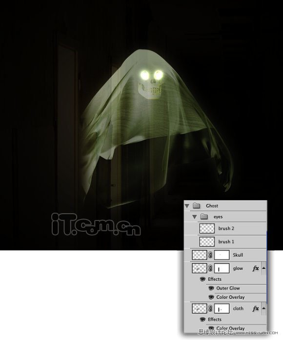 Photoshop制作一幅恐怖的骷髅照片效果,PS教程,图老师教程网