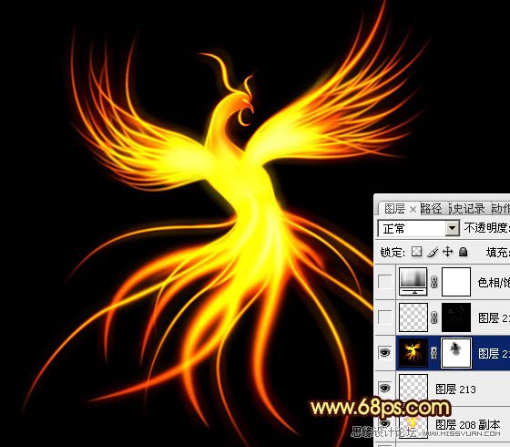 Photoshop绘制一只绚丽的火凤凰教程,PS教程,图老师教程网