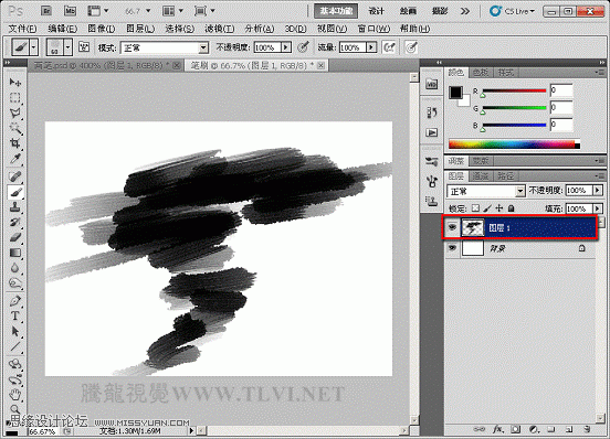 Photoshop CS5画笔教程：制作逼真的墨迹效果,PS教程,图老师教程网