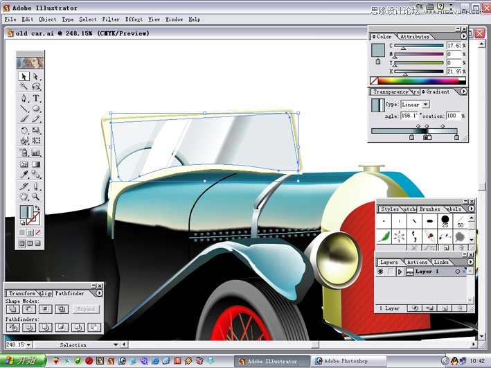 Illustrator绘制一辆40年代的甲壳虫汽车,PS教程,图老师教程网