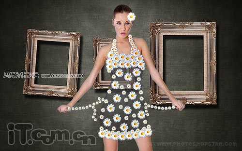 Photoshop为美女制作一条透明的环保花裙子,PS教程,图老师教程网