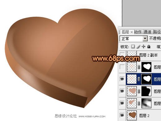 Photoshop绘制可口的立体心形巧克力,PS教程,图老师教程网