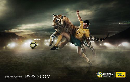 国际足联2010年世界杯广告,PS教程,图老师教程网