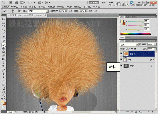 Photoshop CS5画笔工具：绘制卡通人物头发,PS教程,图老师教程网
