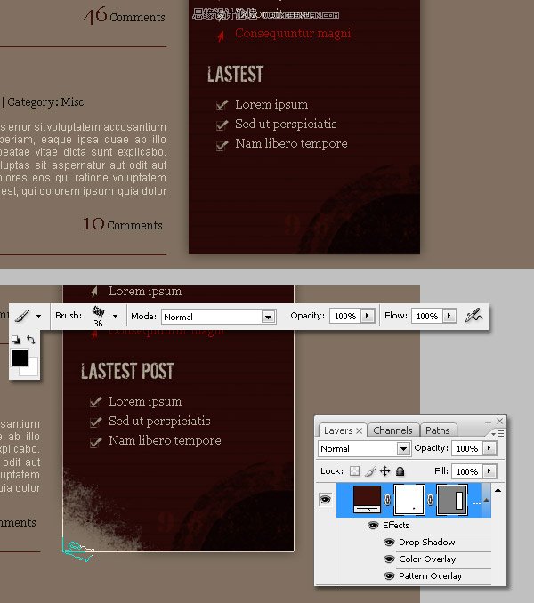 Photoshop绘制破旧风格的网站首页布局,PS教程,图老师教程网