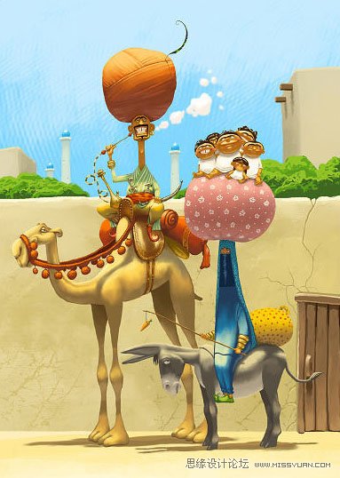 Photoshop鼠绘夸张的沙漠旅行者插画,PS教程,图老师教程网
