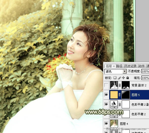 Photoshop调出外景婚片淡黄的蜜糖色,PS教程,图老师教程网