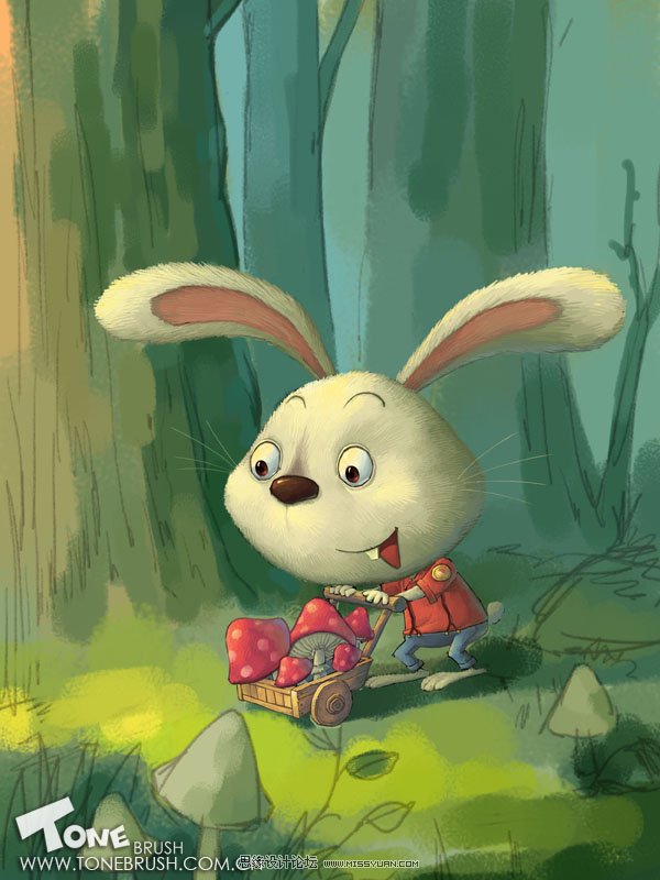 Photoshop绘制森林里散布的小兔子,PS教程,图老师教程网