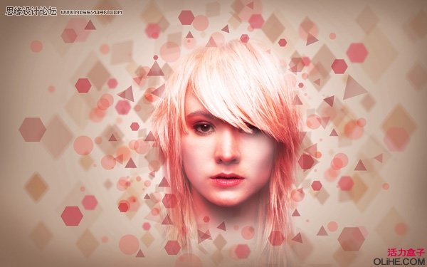 Photoshop制作碎花背景的粉红色女孩,PS教程,图老师教程网