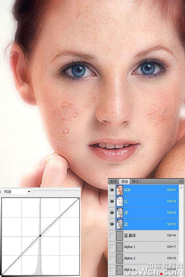 Photoshop美化教程：高低频法为MM完美磨皮,PS教程,图老师教程网