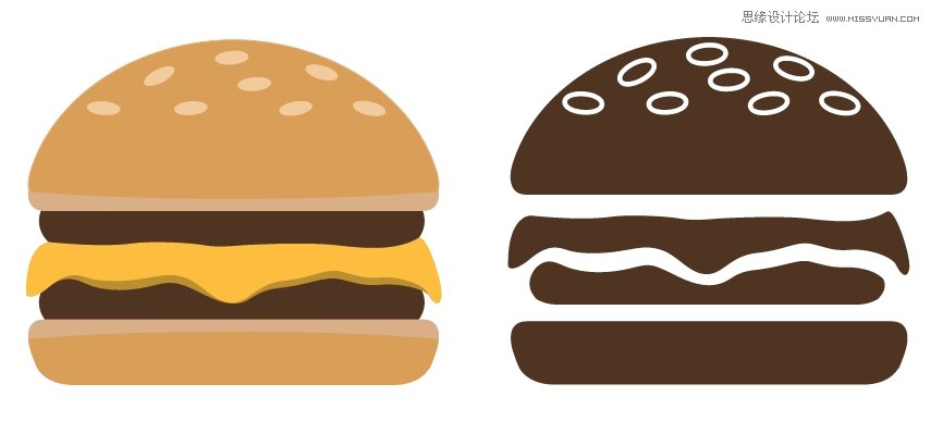 Illustrator设计时尚简洁风格的汉堡包图标,PS教程,图老师教程网