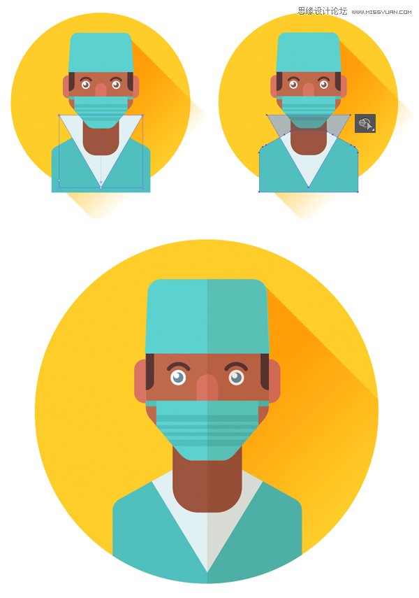Illustrator绘制扁平化风格的外科医生头像,PS教程,图老师教程网