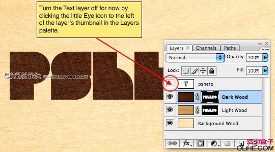 Photoshop设计木质谦镶嵌效果的艺术字,PS教程,图老师教程网
