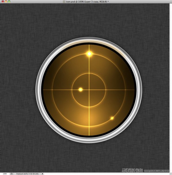 Photoshop绘制MAC风格的雷达图标,PS教程,图老师教程网