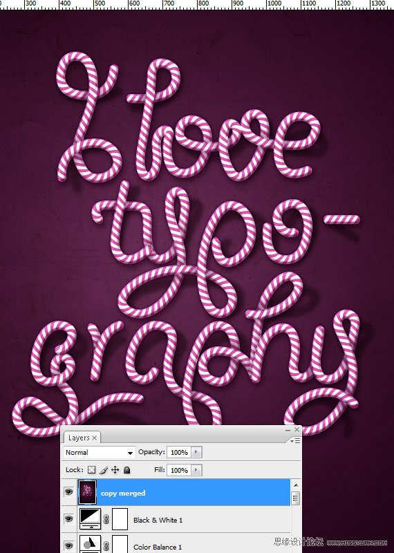 Photoshop制作糖果条字体效果,PS教程,图老师教程网