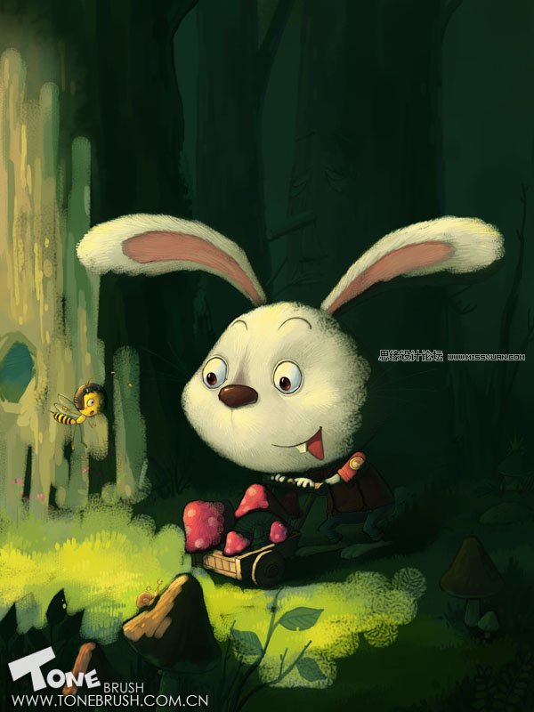 Photoshop绘制森林里散布的小兔子,PS教程,图老师教程网