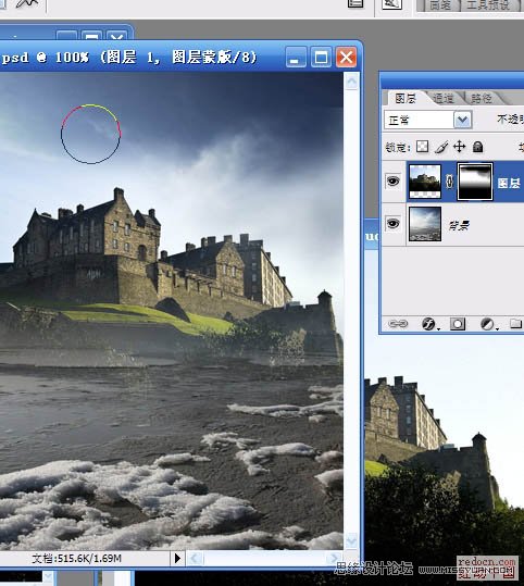 Photoshop合成梦幻的青蓝色的城堡,PS教程,图老师教程网