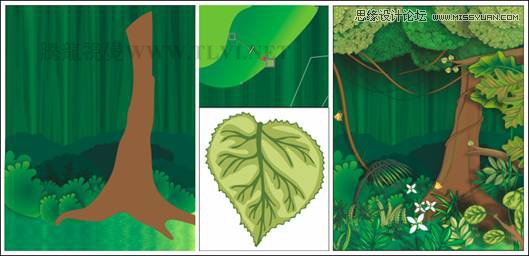 CorelDRAW绘制绿色的森林一角场景,PS教程,图老师教程网