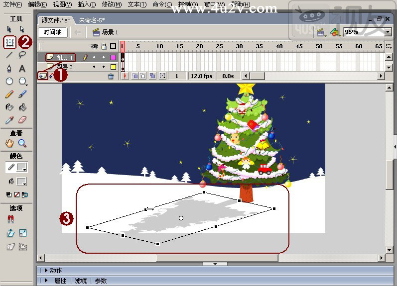 Flash教程：制作卡通风格的圣诞树,PS教程,图老师教程网