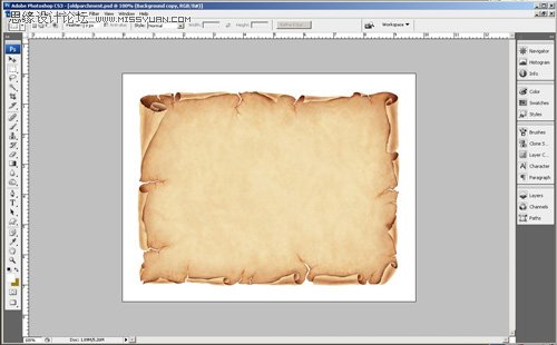 Photoshop打造在旧的羊皮纸上绘图的效果,PS教程,图老师教程网
