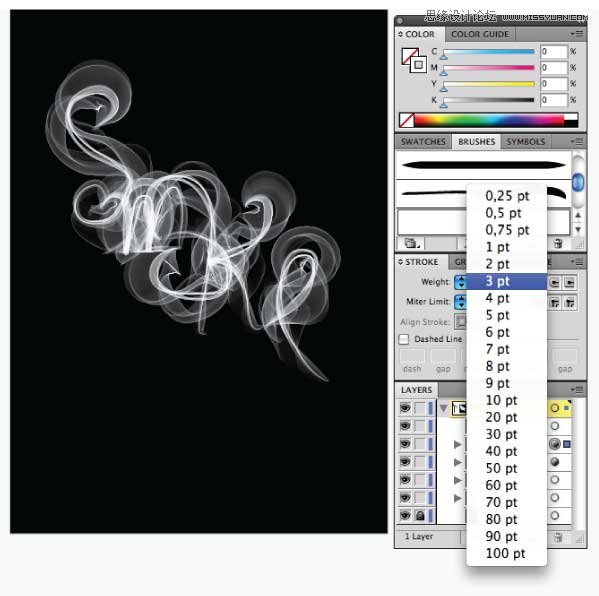 Illustrator绘制逼真的烟雾缭绕效果教程,PS教程,图老师教程网