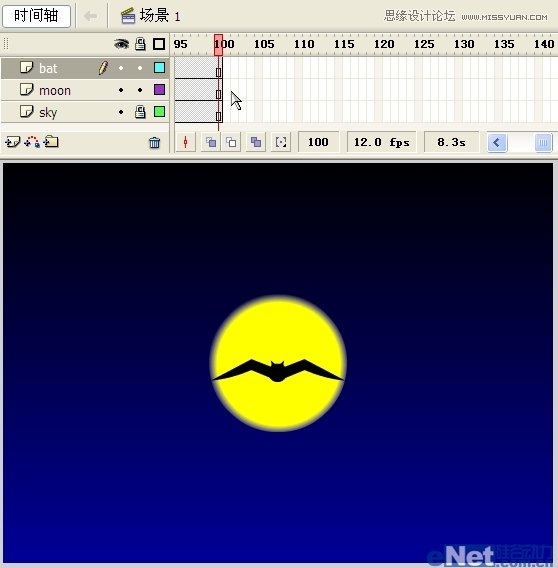 Flash教你如何制作蝙蝠在月夜里飞翔,PS教程,图老师教程网