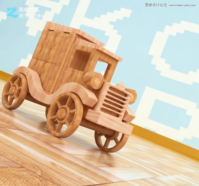 3Dmax制作木质纹理的立体玩具车教程,PS教程,图老师教程网