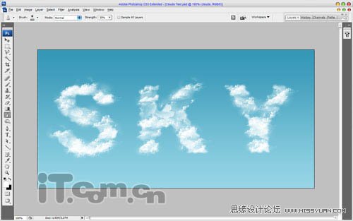 Photoshop制作可爱的白色云朵文字效果,PS教程,图老师教程网