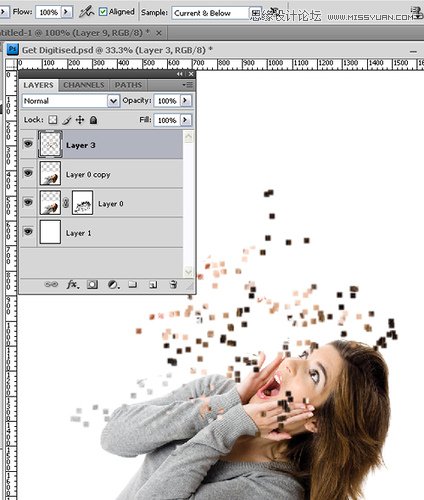 Photoshop制作人物的数字化分解效果,PS教程,图老师教程网