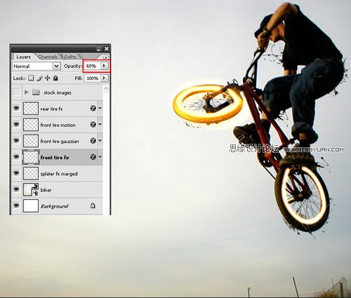 Photoshop设计光线绚丽的空中自行车,PS教程,图老师教程网
