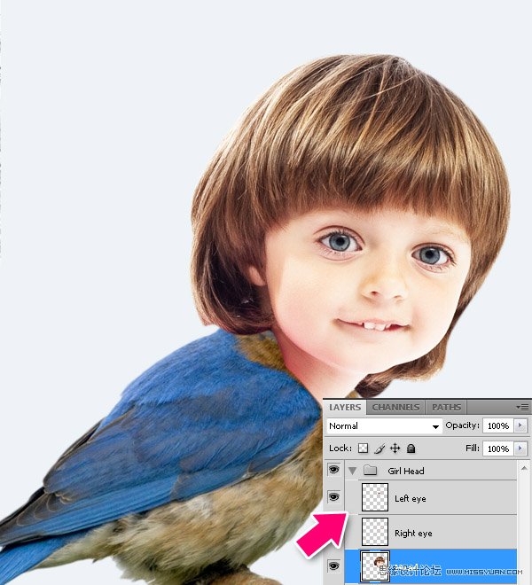 Photoshop合成教程：梦幻的小鸟女孩画像,PS教程,图老师教程网
